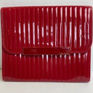 Ted Baker Red Envelope Patent Leather Dog Print Case iPad Designer Purse Clutch